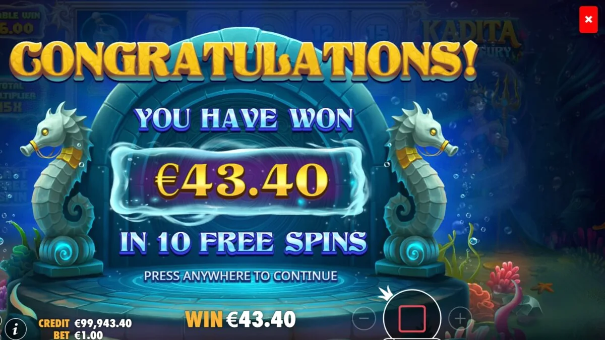 Kadita Ocean Fury slot game interface na may underwater theme